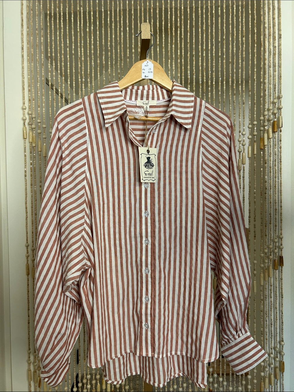 Easel Striped Button Down Long Sleeve Top Size Small